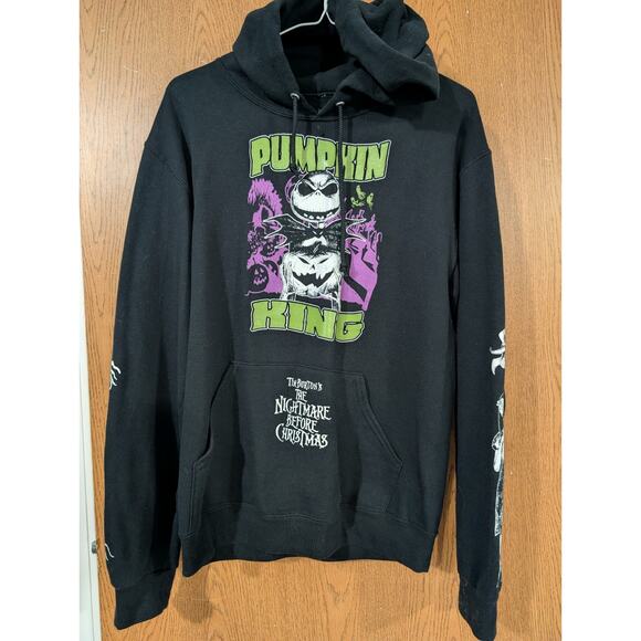 Hot Topic Black Hoodie Nightmare Before Christmas TNBC PUMPKIN KING GLOW OOGIE S - Picture 1 of 7
